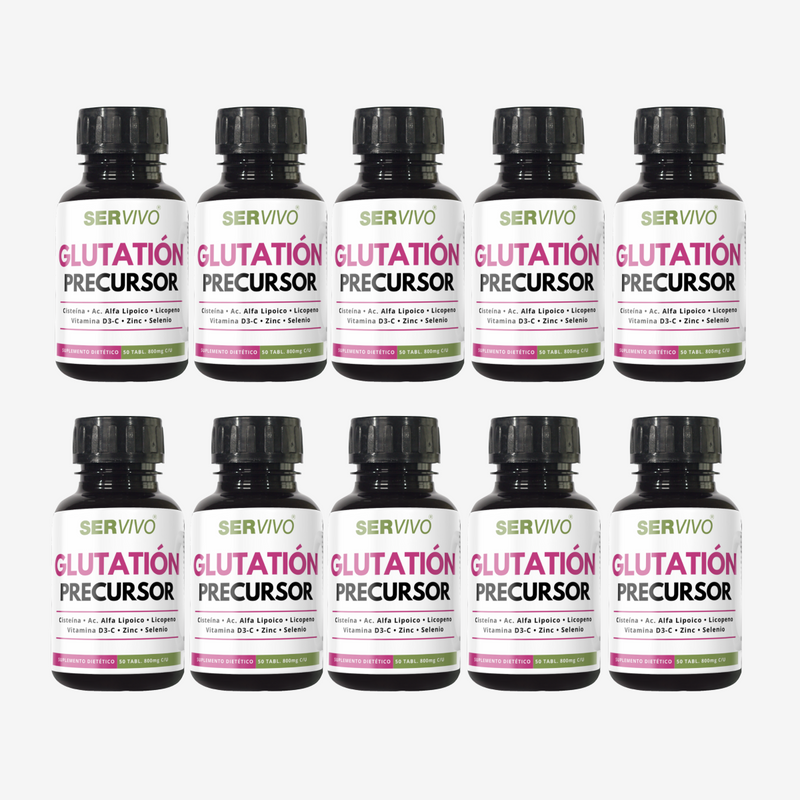Glutatión Precursor Cisteína con Ácido Alfa Lipoico, Licopeno, Vitamina D3, Vitamina C, Zinc y Selenio 900 mg (10 Pack-600 Tabletas) - Ser Vivo
