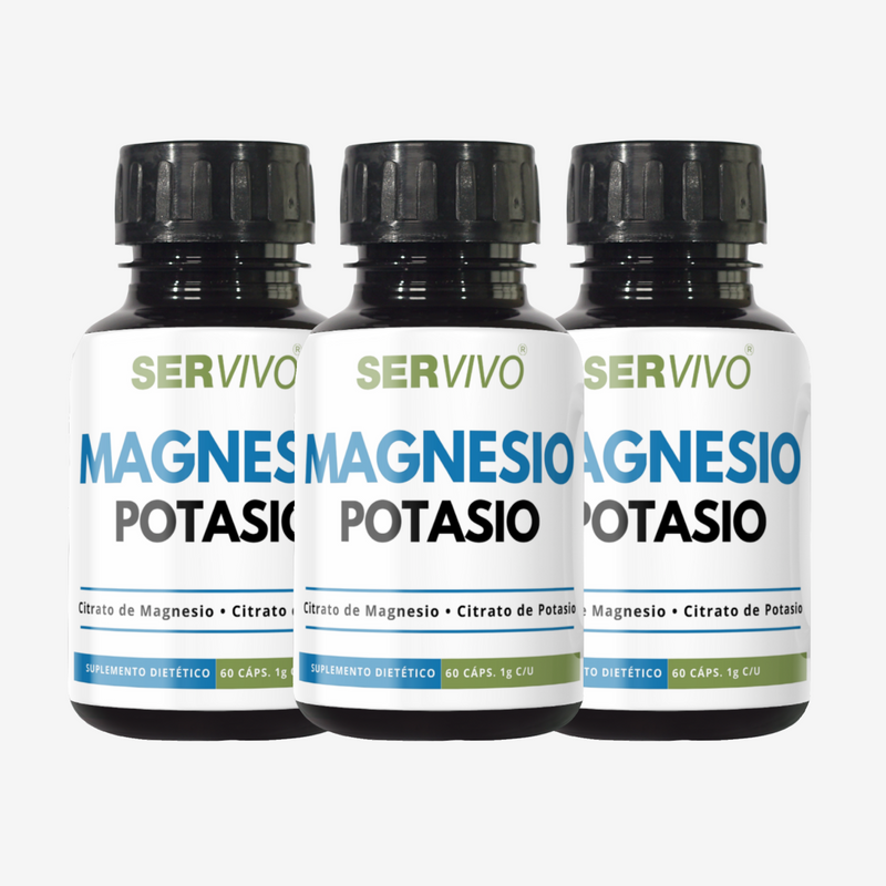 Citrato de Magnesio y Potasio 1g (3 Pack-180 Cápsulas)