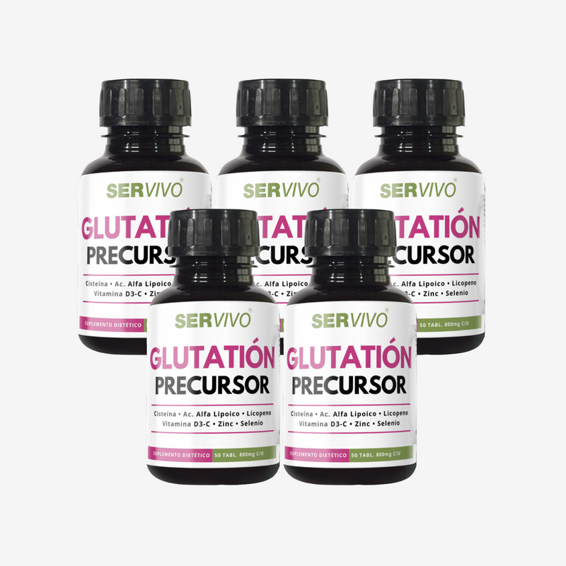 Glutatión Precursor Cisteína con Ácido Alfa Lipoico, Licopeno, Vitamina D3, Vitamina C, Zinc y Selenio 900 mg (5 Pack-300 Tabletas) - Ser Vivo