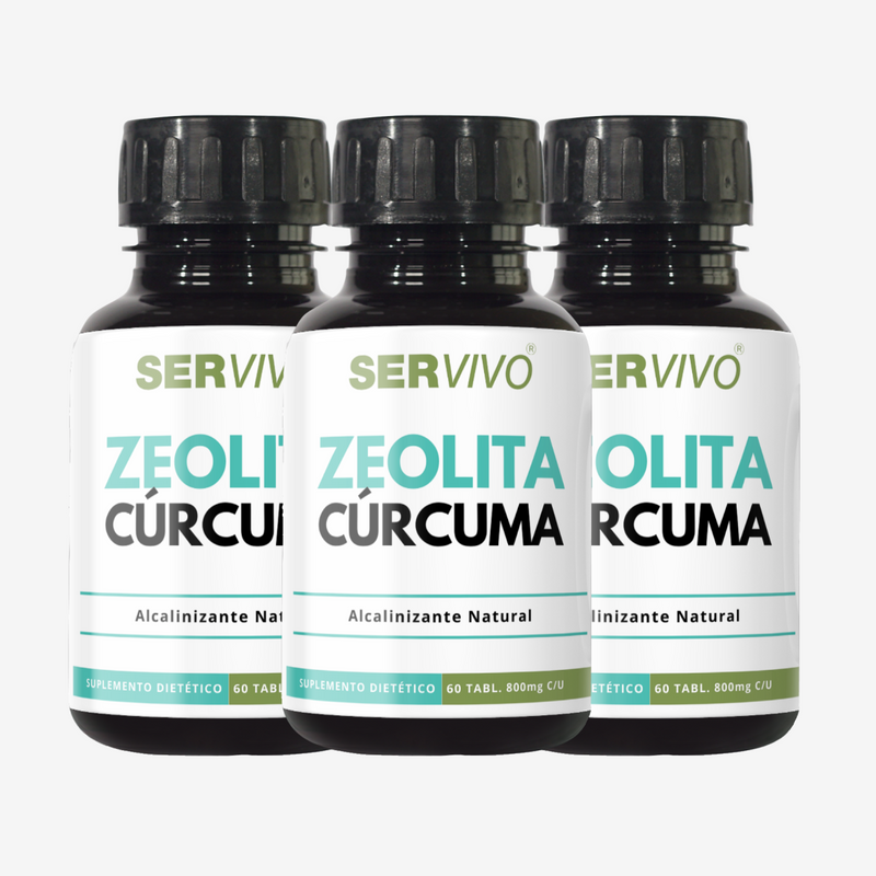 Zeolita y Cúrcuma de 800 mg (3 Pack-180 Tabletas)