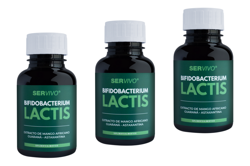 Bifidobacterium Lactis, Mango Africano, Guaraná y Astaxantina (3 Pack-180 Cápsulas)