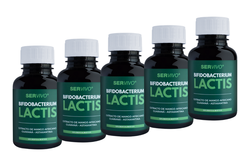 Bifidobacterium Lactis, Mango Africano, Guaraná y Astaxantina (5 Pack - 300 Cápsulas)