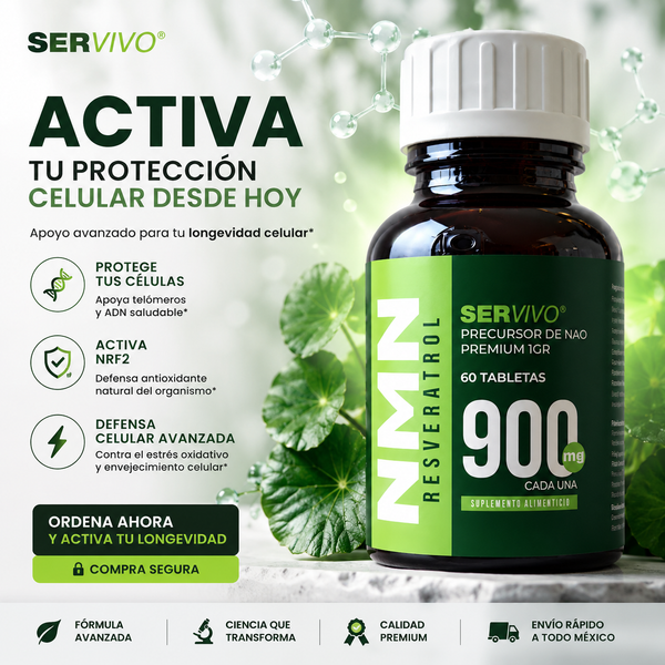 NMN con Resveratrol – Activa tu energía celular con NAD | Ser Vivo