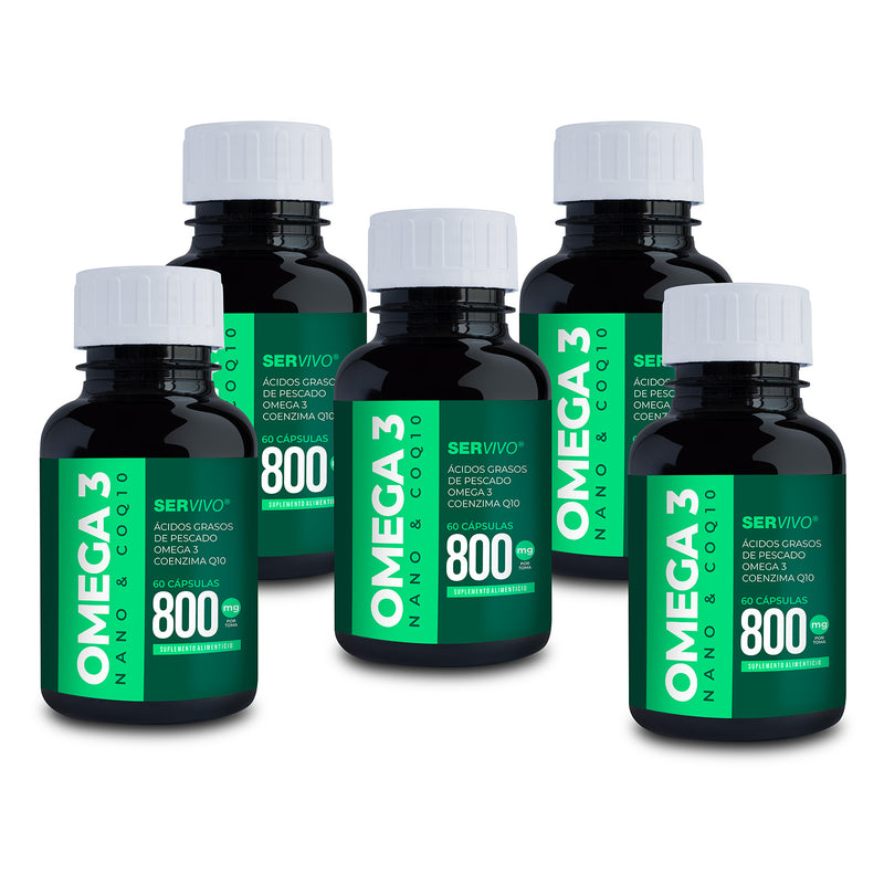 Omega 3 con CoQ10: Tecnología Nano para Alta Alta Absorción (5 Pack)