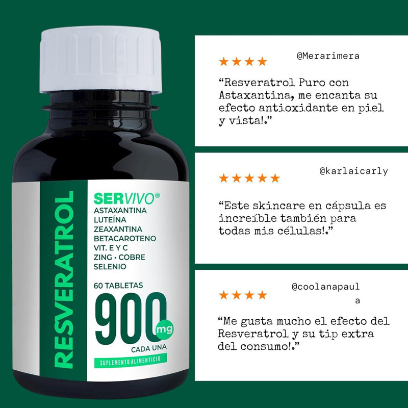 Resveratrol, Astaxantina, Zeaxantina, Zinc y Selenio (60 Tabletas)