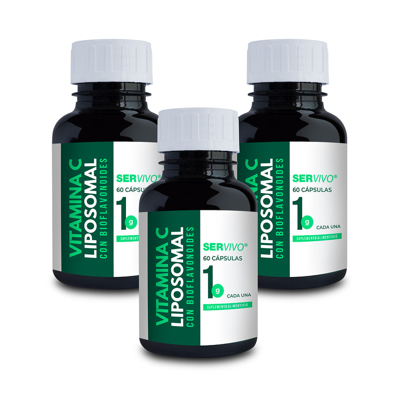 Vitamina C Liposomal con Bioflavonoides (3 Pack-180 Cápsulas) 6 meses de consumo