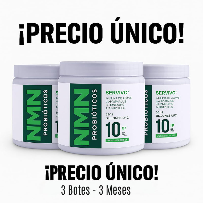 NMN con Probióticos | Energía Celular Longevidad – 3 Botes Pack MEJOR PRECIO