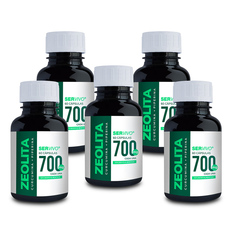 Zeolita, Curcumina, Piperina: Desintoxicación, Alivio del Dolor y Protección Integral (5 Pack-300 Tabletas)