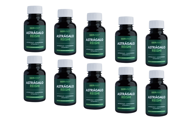 Astrágalo + Reishi + Vitamina C: Refuerza Tu Inmunidad y Protege Tu Salud con los Adaptógenos Ser Vivo (10 Pack - 600 cápsulas) / Precio Mayoreo