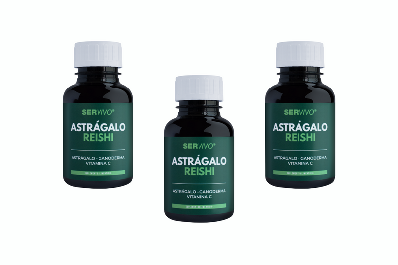 Astrágalo, Reishi y Vitamina C (3 Pack - 180 Cápsulas) Adaptógenos