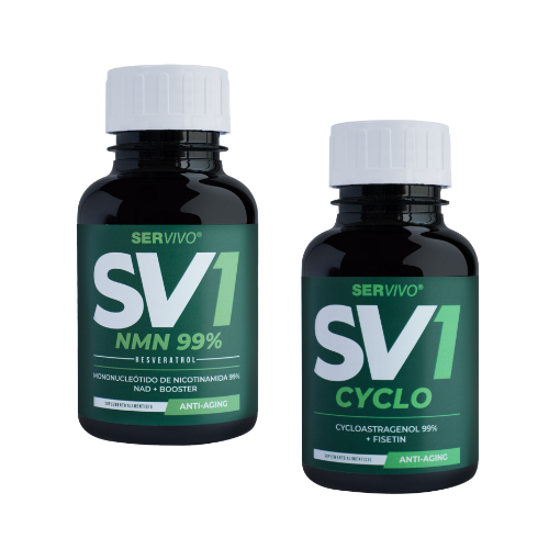 Kit Antienvejecimiento SV1 - NAD+ (NMN) Resveratrol, Astragalus (Cycloastragenol), Fisetin - SER VIVO