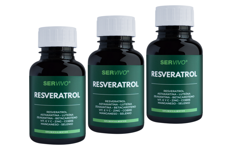 Resveratrol, Astaxantina, Luteína, Zeaxantina, Betacaroteno, Vit. E y C, Zinc, Cobre, Selenio (3 Pack-180 Tabletas) - Ser Vivo®